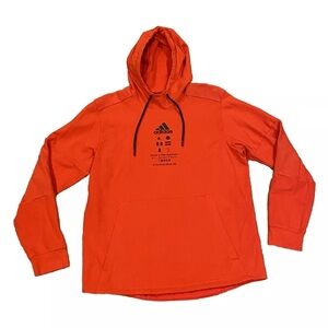 Adidas Soccer Hoodie Men's Size M Red Ribbed Logo Graphic Pullover Sweatshirt